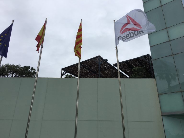3 digitally printed flag at entrance of W hotel