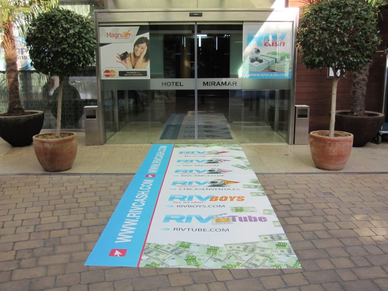 4 welcome floormat at hotel entrance