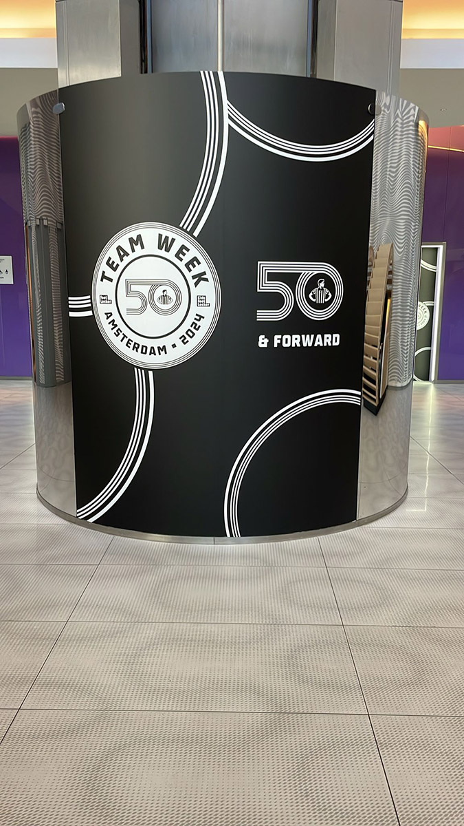 Use all available space for constant brand visibility and wayfinding throughout the venue.